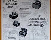 Vintage 1951 RCA Victor 45 Record Player Print Ad - quot 45 Is All Play and No Work quot - vintage magazine ad frameable