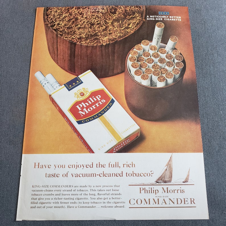 Vintage 1962 Philip Morris Commander Cigarettes Ad | Etsy
