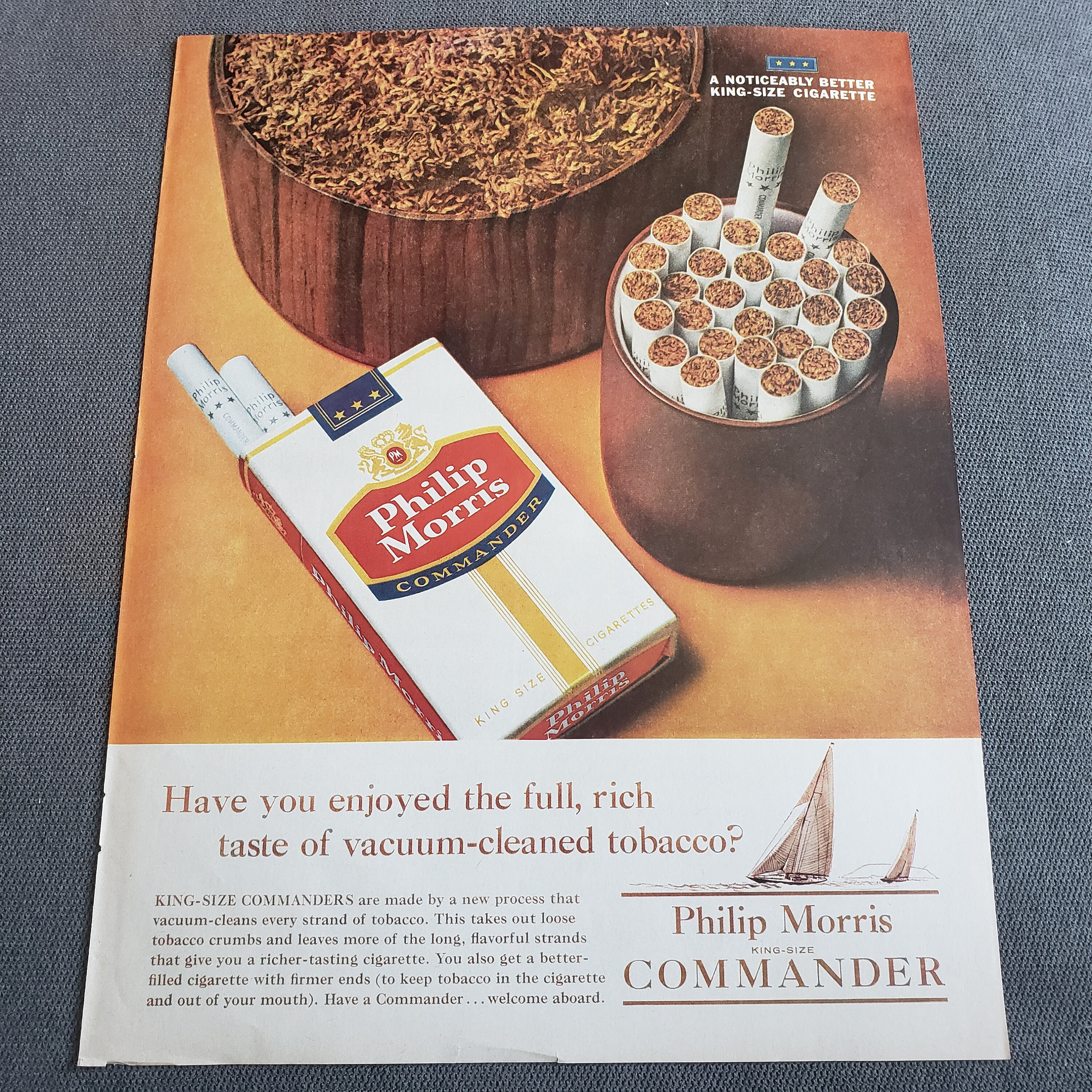 Vintage 1962 Philip Morris Commander Cigarettes Ad - "vacuum-cleaned  Tobacco" - Vintage Print Advertisement Frameable - Etsy
