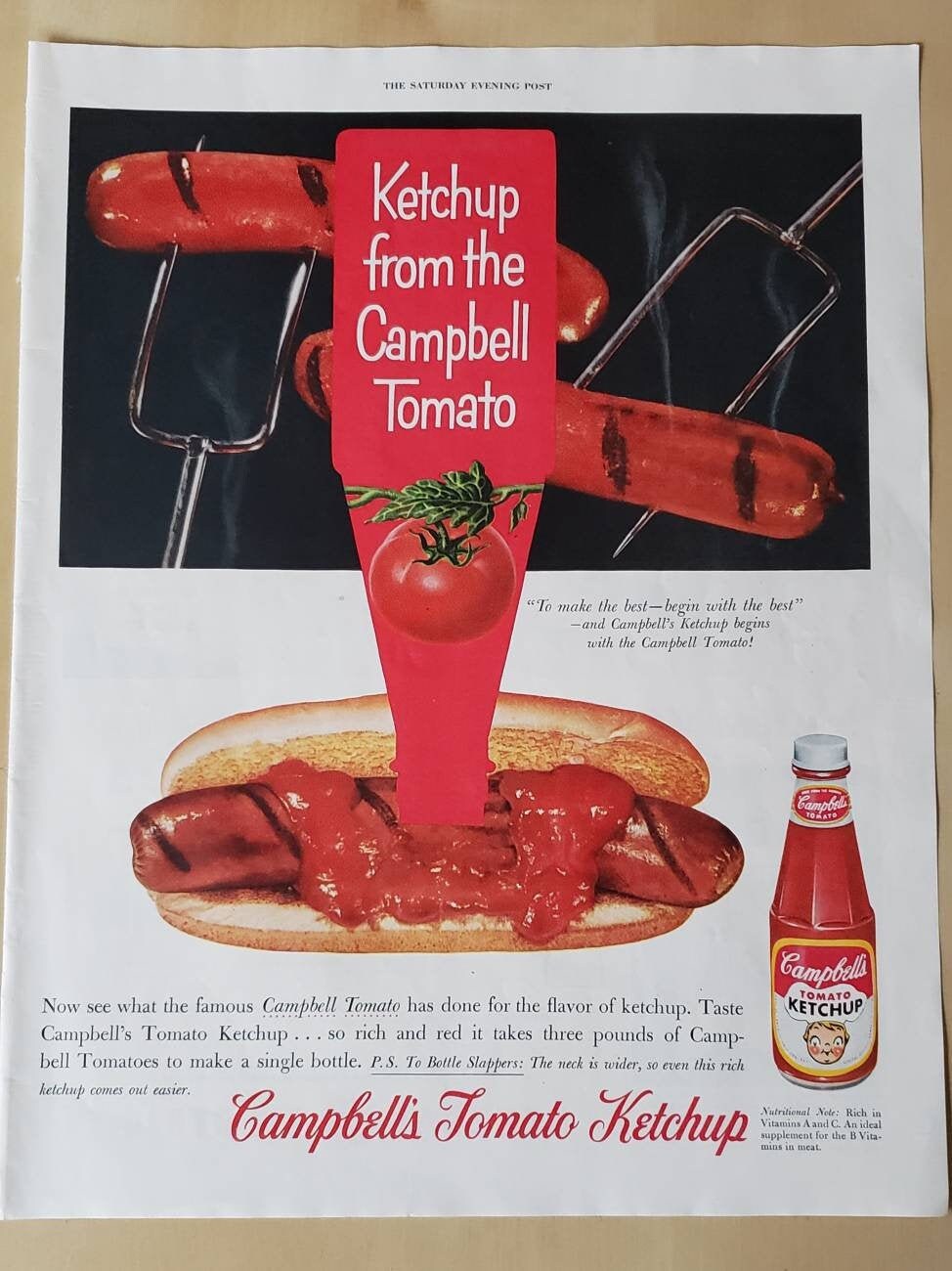 Vintage 1954 Campbell's Tomato Ketchup Print ad To Etsy