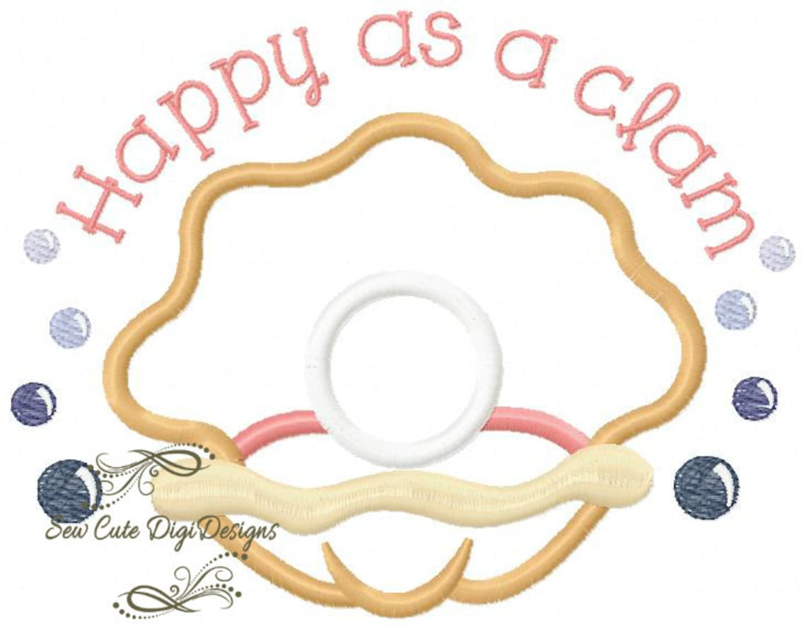 Happy as A Clam Beach Applique Design - Etsy