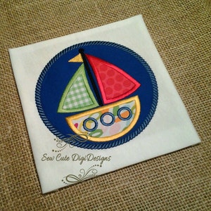 Nautical Sailboat Circle Applique Design