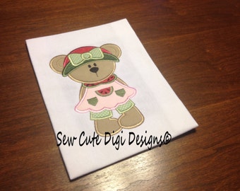 Cute Girl Bear Applique