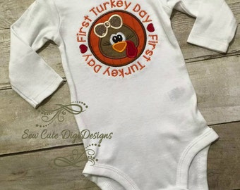 First Turkey Day Boy & Girl Applique Design Set