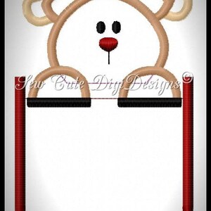 Pocket Peeking Christmas Reindeer Faux Pocket Applique Instant Download image 2