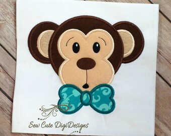 Cute Boy Monkey Applique Design