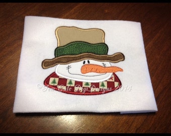 Primitive Snowman Applique Design - Instant Download
