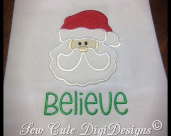 Adorable "Believe" Santa Clause Applique Design - Instant Download