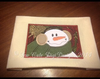 Snowman Applique and Redwork Package - Machine Embroidery - Instant Download