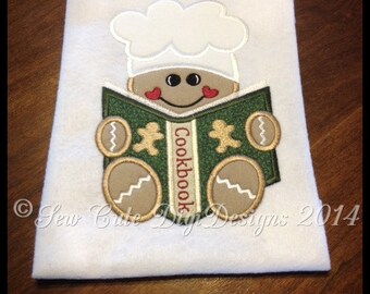 Adorable Christmas Gingerbread Cookbook applique design - Instant Download