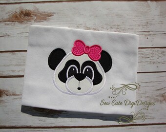 Cute Girl Panda Bear Applique Design