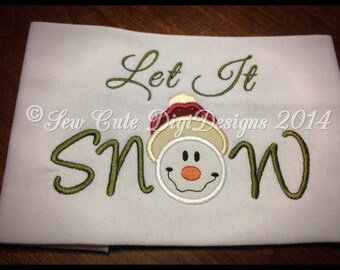 Lassen Sie es Schnee Schneemann Applique Design