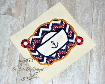 Nautical Sailor Hat Border Applique Design