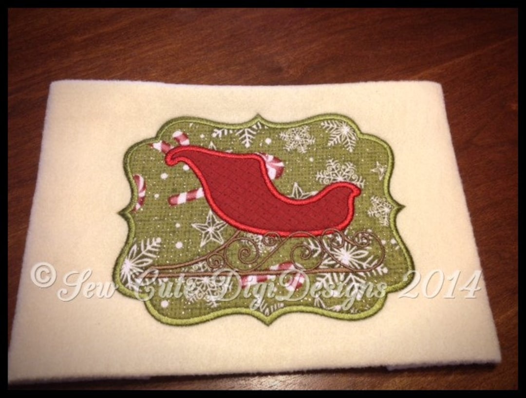 Christmas Sleigh Border Applique Design - Etsy