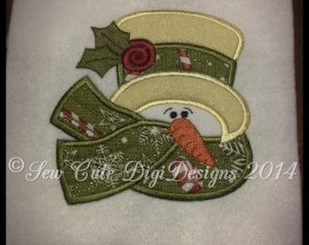 Country Holly Rose Snowman Applique Design - Instant Download
