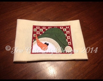 Festive Christmas Snowman appliqued in a square frame