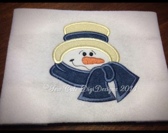 Adorable Christmas Snowman Applique - Instant Download
