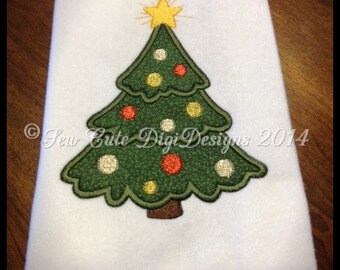 Festive Christmas Tree Applique Design - Instant Download