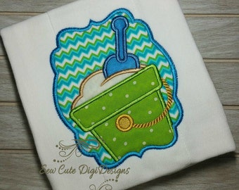 Sand Bucket Border Beach Applique Design