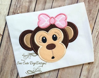 Girl Monkey Applique Design