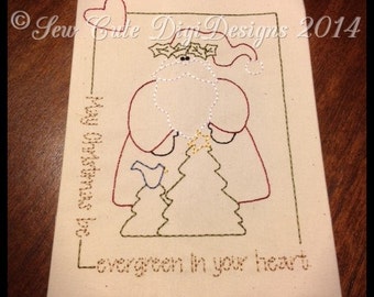Primitive Country Christmas Santa Claus - May Christmas Be - Redwork Machine Embroidery Design - Instant Download