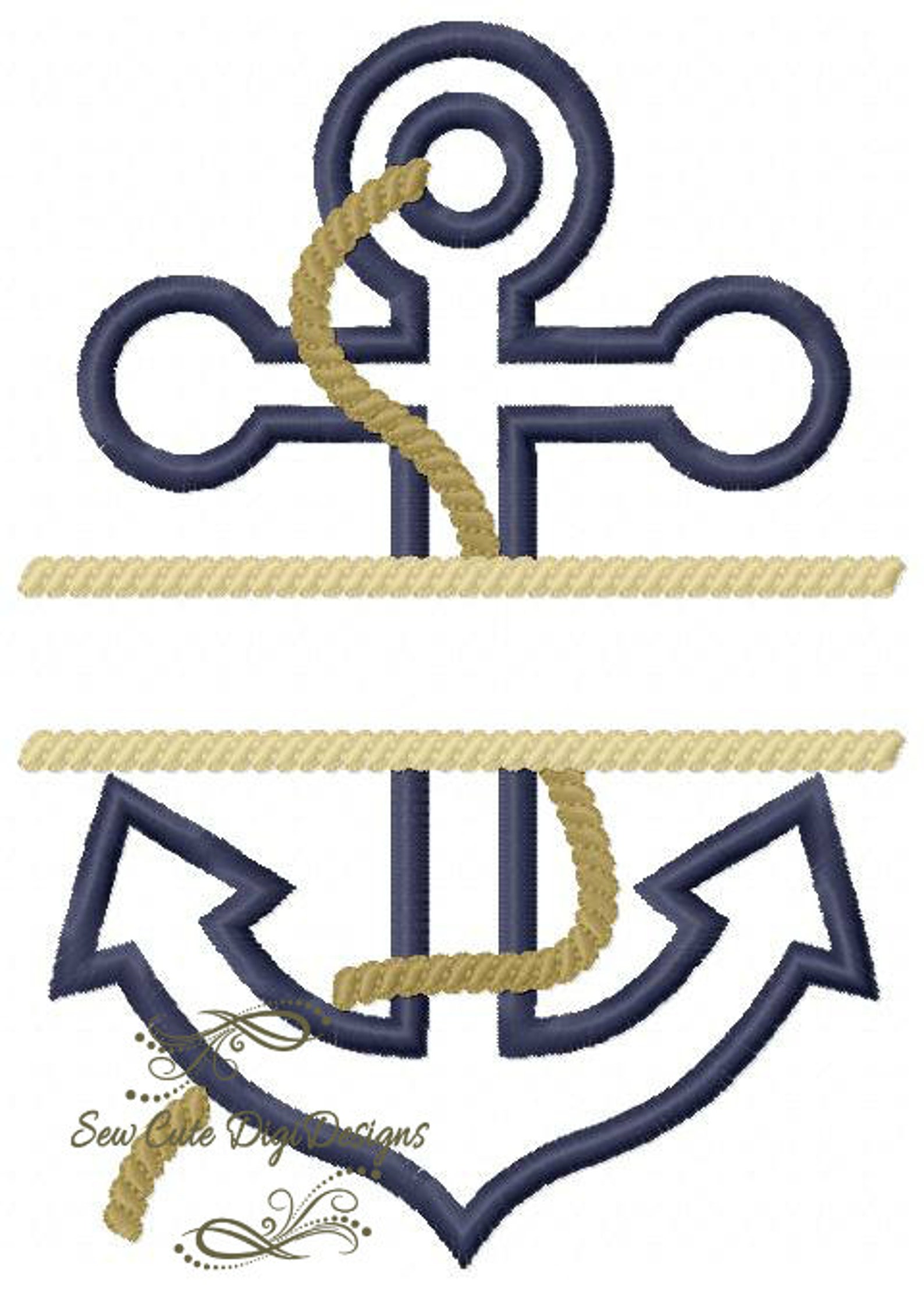 Nautical Split Anchor Applique Design Etsy