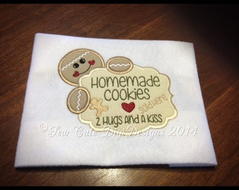 Homemade Cookies Gingerbread Applique Design - Instant Download