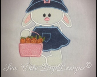 Cute Girl Bunny Applique