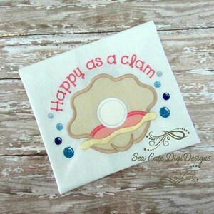 Happy As A Clam Beach Applique Design