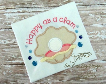 Happy As A Clam Beach Applique Design