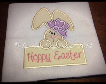 Hoppy Easter - Adorable Easter Bunny Applique Design - Instant Download