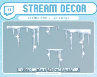 Animated Icicles Overlay | Winter Stream Decorations | 7 Second Loop | Animated & Static Versions Included!