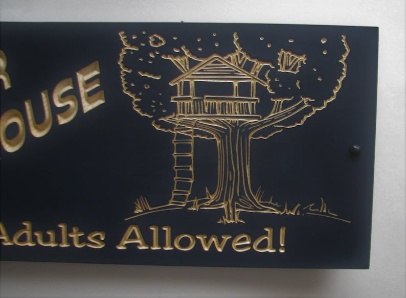 Carved Painted Wood Treehouse Sign Kids Tree House Sign Etsy