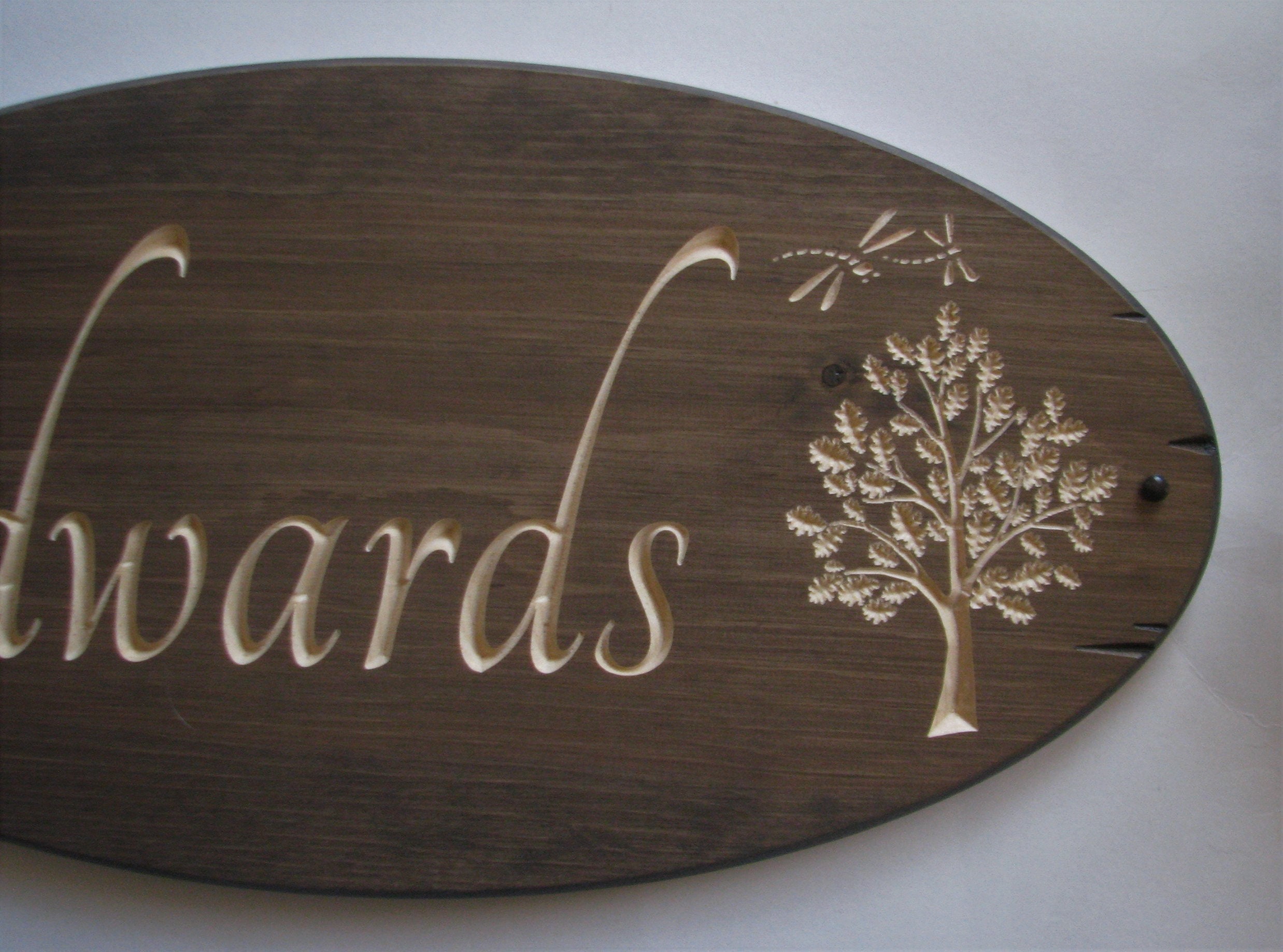 Rustic Stained Wood Sign Family Name Sign with carved Oak Etsy
