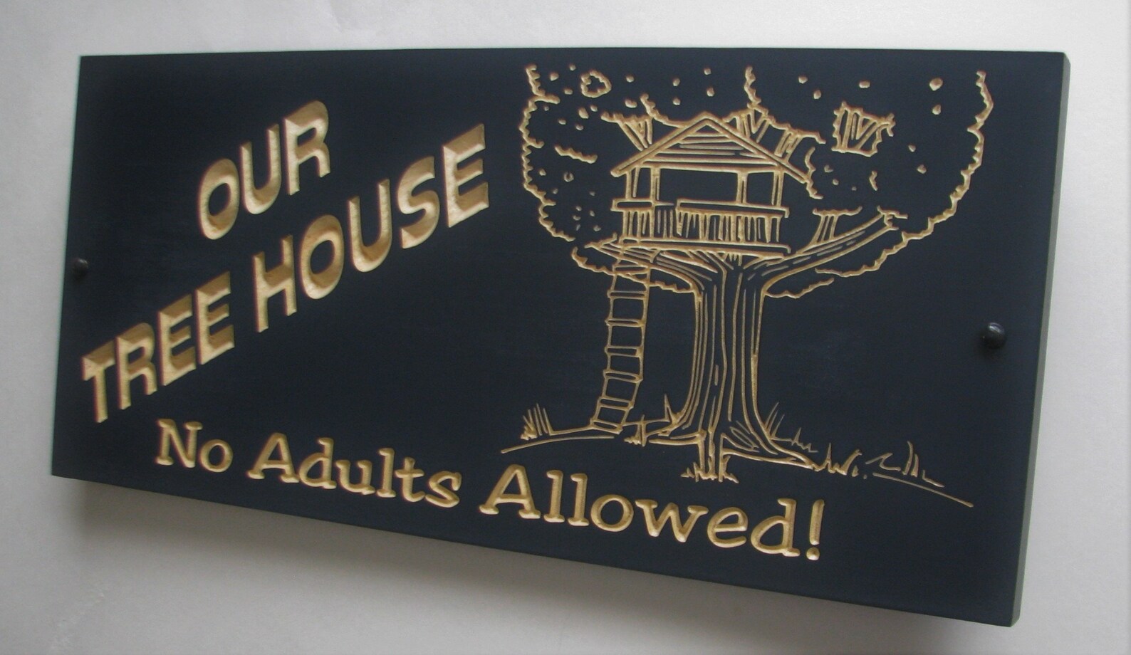 Carved Painted Wood Treehouse Sign Kids Tree House Sign Etsy