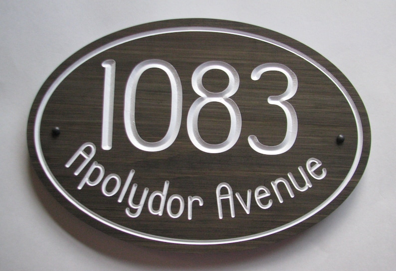 Custom Oval Address Sign outlet - Stained Wood House Number Address Sign - House Number Address Plaque - Street Name Sign