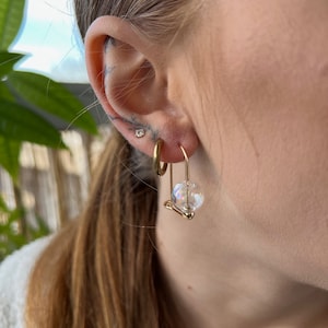 Transparent Bubble Blown Glass Earrings | 14K Gold Filled Wire Loop