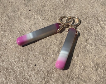 Chalcedony Drop Tube Earrings | 14K Gold Filled Huggie Hoops