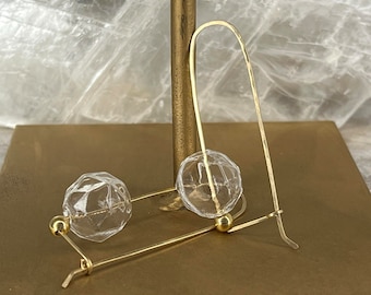 Faceted Transparent Glass Bubble Earrings | 14K Gold Filled Hammered Wire Long Loop