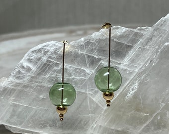 Peridot Green Bubble Blown Glass Earrings | 14K Gold Filled Wire