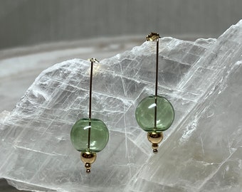 Peridot Green Bubble Blown Glass Earrings | 14K Gold Filled or 925K Sterling Silver
