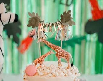 JUNGLE LEAVES cake topper // Customize your cake topper with your little one's name or age!