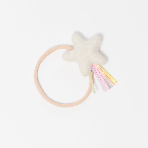 2"Pastel Rainbow Sparkler Star / Clip d’alligator, bandeau en nylon ou ensemble pigtail