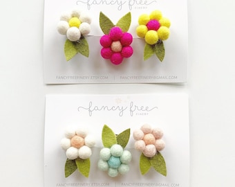 Wool-ball Flower Clips // a la carte alligator clips // mix + match to create your own set!