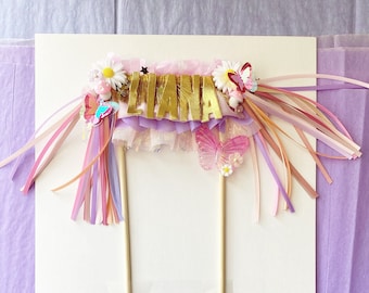 Garden Party FRINGE CAKE TOPPER // Customize your cake topper with your little one's name or age!