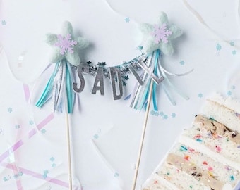 ICE QUEEN // needle felt star cake topper  // customize your cake topper with your little one's name or age!