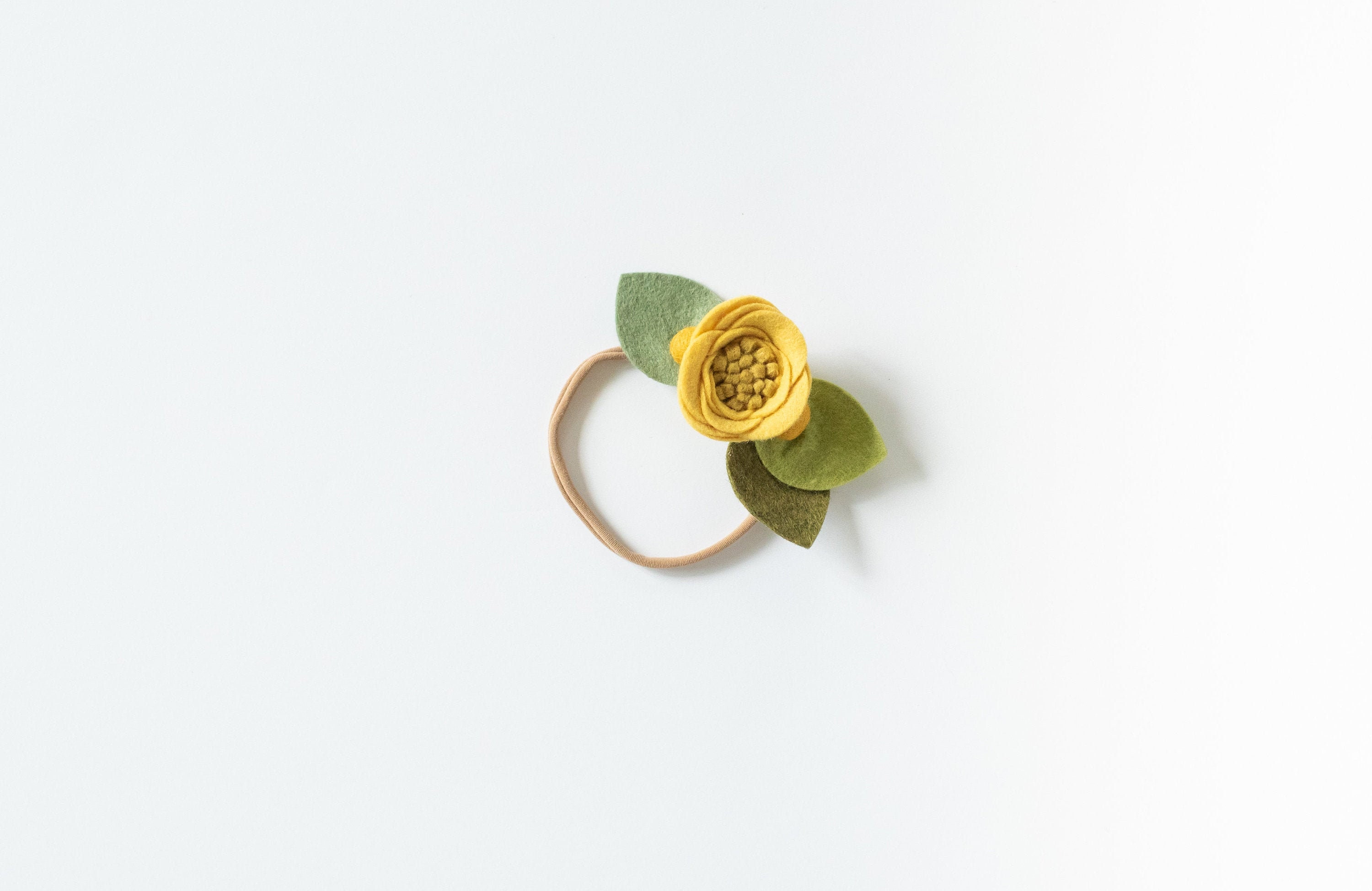 MUSTARD // single flower band or alligator clip // felt flower headba…