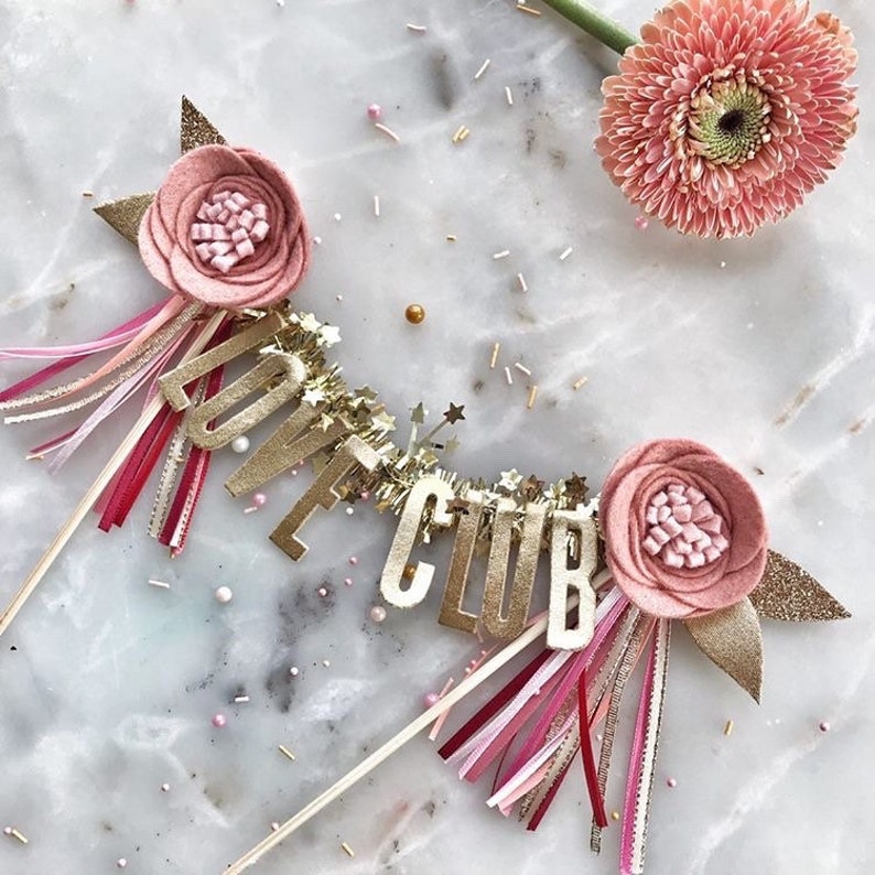 CAKE TOPPER // You Pick the Flower Color Message // Etsy