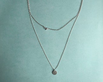 Sterling silver layered necklace with moonstone beads