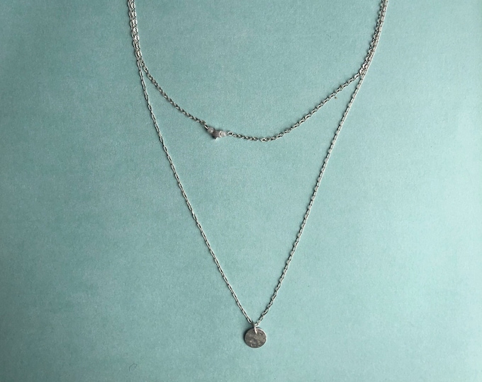 Sterling silver layered necklace with moonstone beads